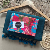 Rama Handloom Cotton Saree With Multi Colour Print Blouse