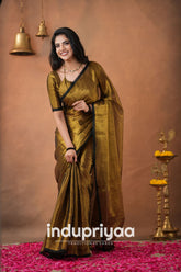 Gold Handloom Tissue Cotton Saree