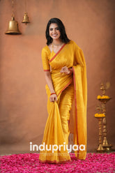 Yellow Handloom Tissue Cotton Saree