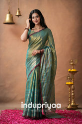 Rama Green Handloom Tissue Cotton Saree