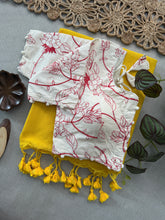 Soft Touch Pure Handloom Cotton Saree with Ready Made Blouse – Elegant Yellow