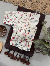 Classic Drape Brown Khadi Cotton Saree + Designer Ready Blouse