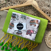 Perrot Handloom Cotton Saree With Elephnat Print Blouse