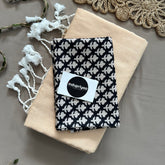 Beige Handloom Khadi Cotton Saree With Black Colour Print Blouse