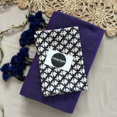 Purple Handloom Cotton Saree With Black Colour Print Blouse