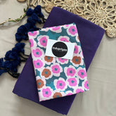 Purple Handloom Cotton Saree With Flower Print Blouse