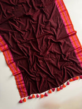 Traditional Marun Mul Mul Cotton Saree with Soft Smooth Finish