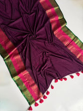 Premium Quality Wine Mul Mul Cotton Saree for Summer Collection