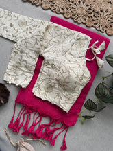 Affordable Pink Handloom Cotton Saree With Ready Stitched Blouse