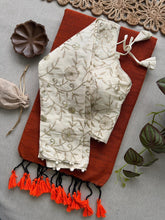 Traditional Orange Handloom Cotton Saree With Perfect Stitched Blouse