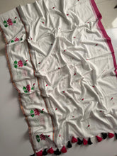 Chic White Mulmul Cotton Saree Soft Daily Outfit