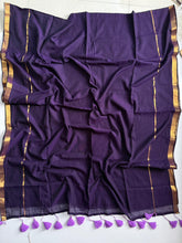 Stylish Purple Mulmul Cotton Saree Breathable Everyday Wear