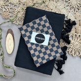 Black Handloom Cotton Saree With Chex Print Blouse