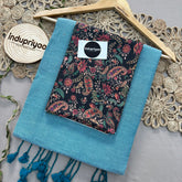 C Green Handloom Cotton Saree With Black Mango Print Blouse