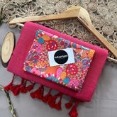 Gajri Handloom Cotton Saree With Multi Clr Print Blouse