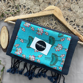 Blue Handloom Cotton Saree with Digital Print Blouse