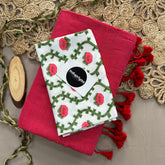 Gajri Handloom Cotton Saree With Flower Print Blouse