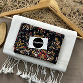 White Handloom Cotton Saree With Black Print Blouse