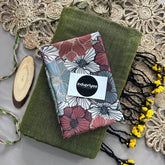 Light Mehndi Handloom Cotton Saree With Multi Flower Print Blouse