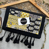 Black Handloom Cotton Saree With Multiple Design Print Blouse