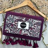 Dark Wine Handloom Cotton Saree With Mango Print Blouse