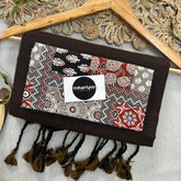 Brown Handloom Cotton Saree With Designer Print Blouse