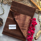 Indupriyaa Copper Handloom Raga Tissue Saree