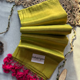 Indupriyaa Pista Handloom Raga Tissue Saree