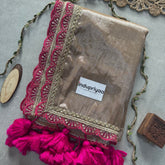 Indupriyaa Chiku Handloom Tissue Cotton Designer saree