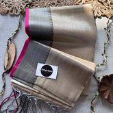 Indupriyaa Cream Handloom Raga Tissue Saree