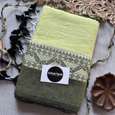 IndupriyaaLemon Yellow Nd Green Handloom Cotton Saree