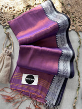 Indupriyaa Rose Purple Temple Designe Handloom Raga Tissue Saree