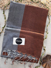 Copper Nd Grey Half N Half Designe Handloom Raga Tissue Saree