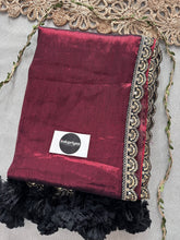Marron Designer Handloom Raga Tissue Saree