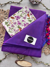 Purple Dual Tone Handloom Cotton Saree With Flower Print Blouse