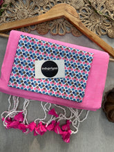 Baby Pink Handloom Cotton Saree With Butti Print Blouse