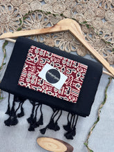Black Handloom Cotton Saree With Animal Print Blouse