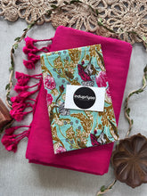 Pink Handloom Cotton Saree With Flower Print Blouse