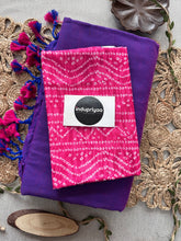 Purple Dual Tone Handloom Cotton Saree With Pink Bandhej Print Blouse