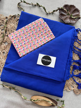 Royal Blue Handloom Cotton Saree With Multi Clr Print Blouse