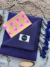 Purple Handloom Cotton Saree With Flower Print Blouse