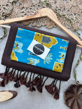 Brown Handloom Cotton Saree With Sky Print Blouse