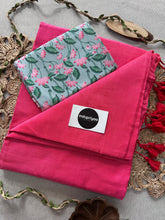 Gajri Handloom Cotton Saree With Kalmkari Print Blouse
