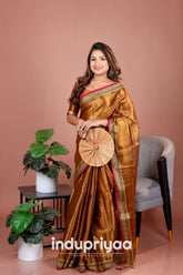 Indupriyaa Gold Temple Designe Handloom Tissue Cotton Saree