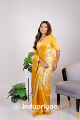Indupriyaa Chiku Nd Yellow Designe Handloom Tissue Cotton Saree