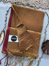 Indupriyaa Mustard Gold Marun Border Handloom Tissue Cotton Saree