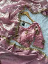 Indupriyaa Baby Pink Fendi Satin Designer Saree With Redy Made Blouse