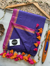 Indupriyaa Dark Purple Pure Handloom Mulmul Cotton Saree