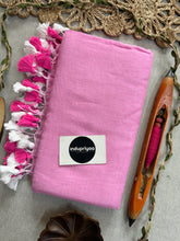 Indupriyaa Baby Pink Pure Handloom Mulmul Cotton Saree