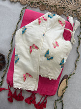 Gajri Handloom Cotton Saree With Embrodery Work Redy Made Blouse